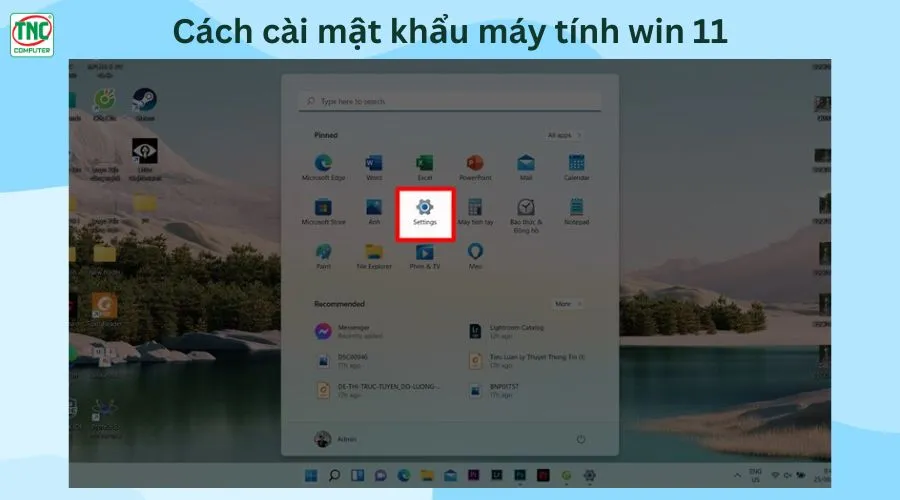 cách cài mật khẩu máy tính win 11