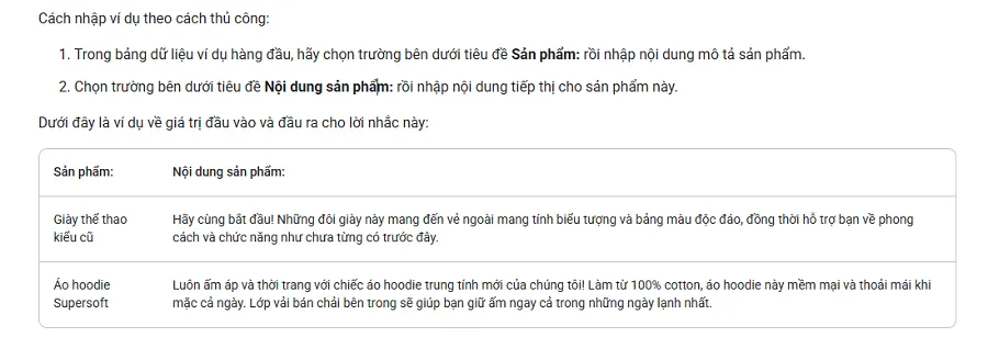 Thêm ví dụ cho tạo câu lệnh có cấu trúc