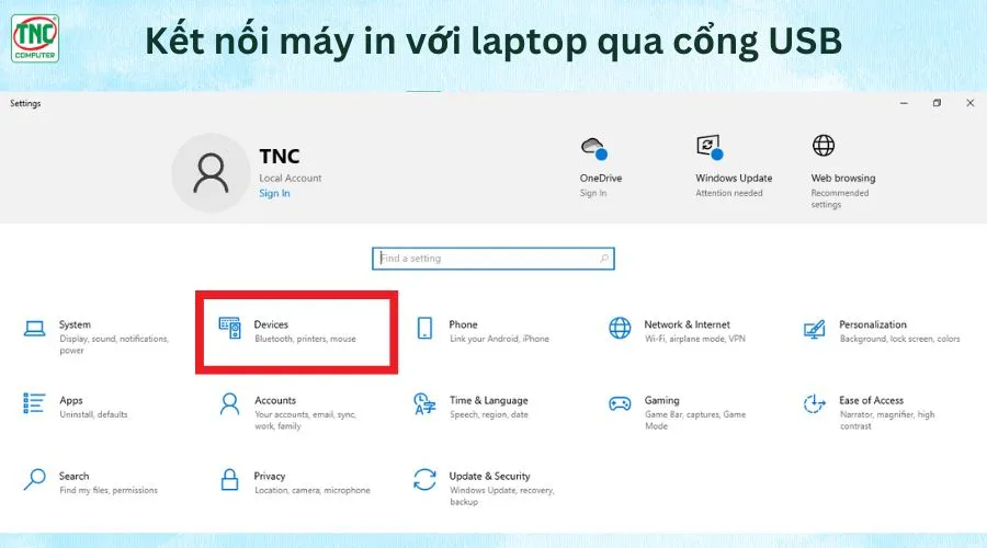 Kết nối máy in với laptop qua wifi