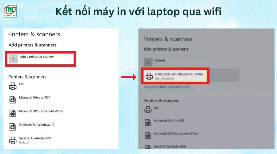 cách kết nối máy in với laptop