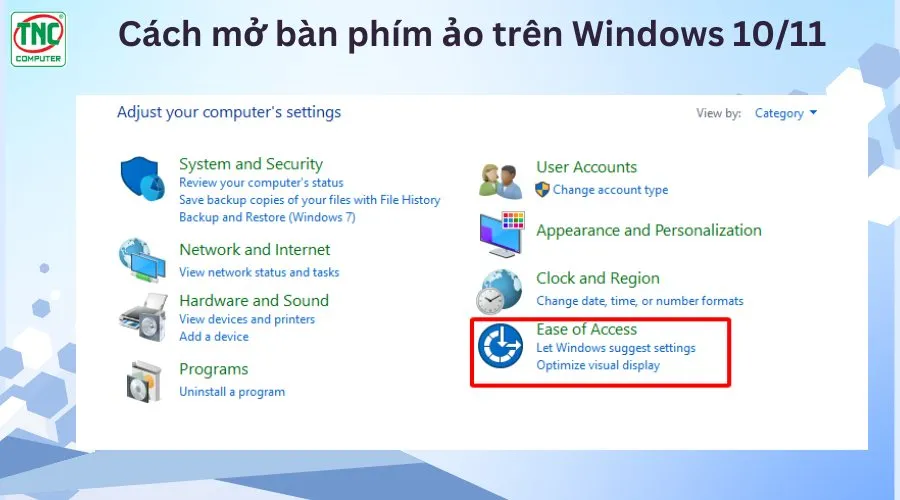 bật bàn phím ảo trên windows 10