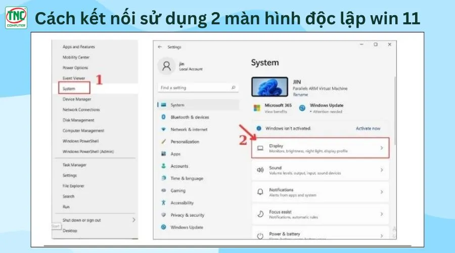 sử dụng 2 màn hình win 11