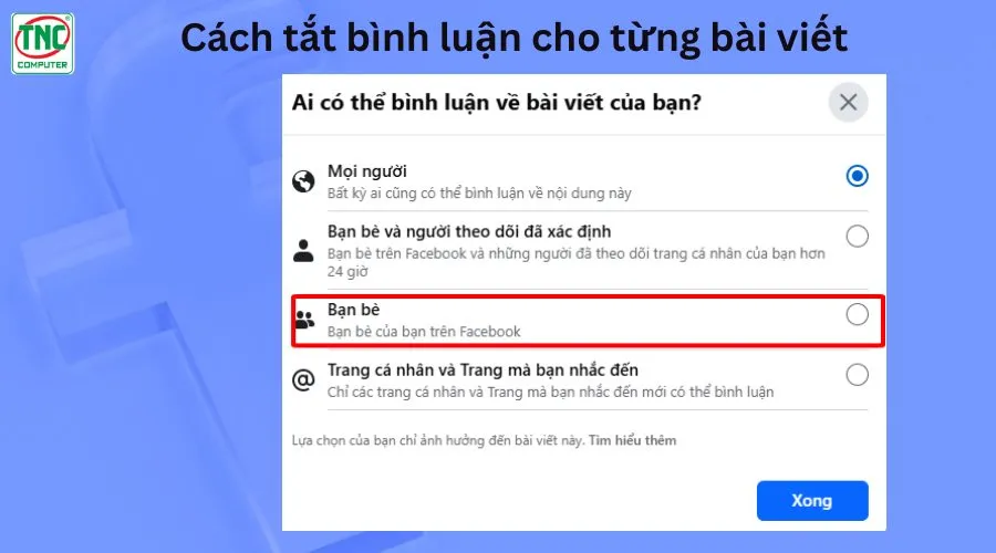 cách tắt bình luận trên facebook