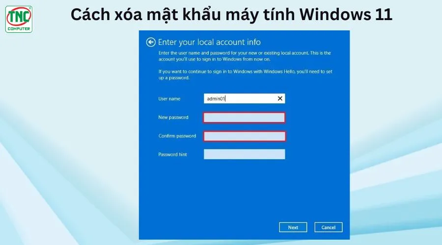 cách bỏ mật khẩu trên máy tính win 11