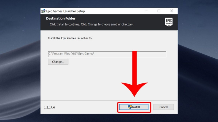 Nhấn Install để cài đặt ứng dụng Epic Games Store vào máy tính