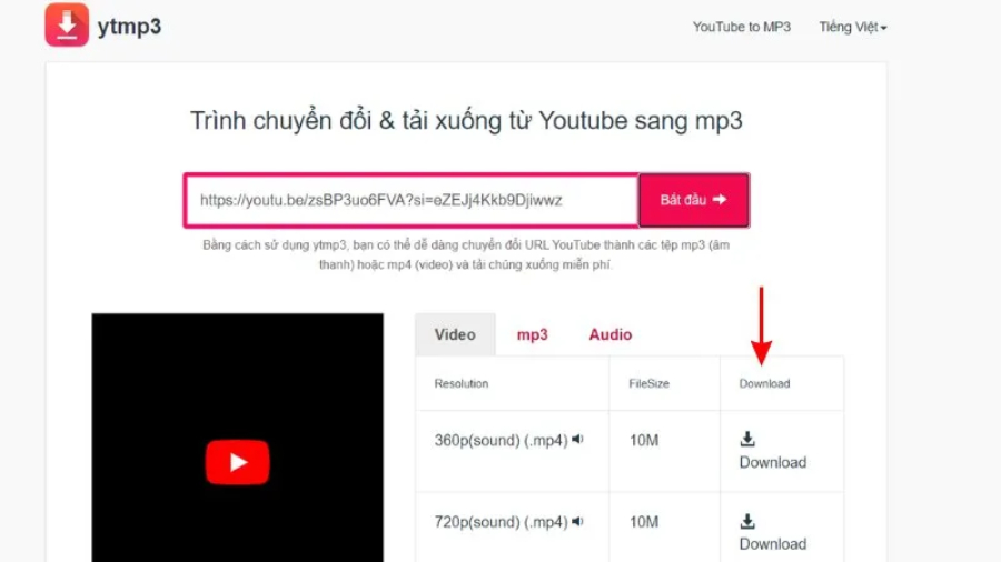 Nhấp vào Download để tải bài hát về máy tính