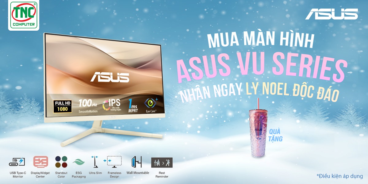 MUA MÀN HÌNH ASUS VU SERIES - NHẬN LY NOEL ĐỘC ĐÁO