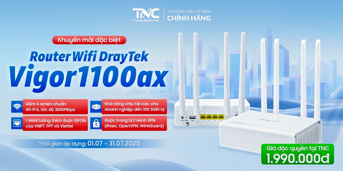 KHUYẾN MÃI ĐẶC BIỆT: ROUTER WIFI DRAYTEK VIGOR1100AX