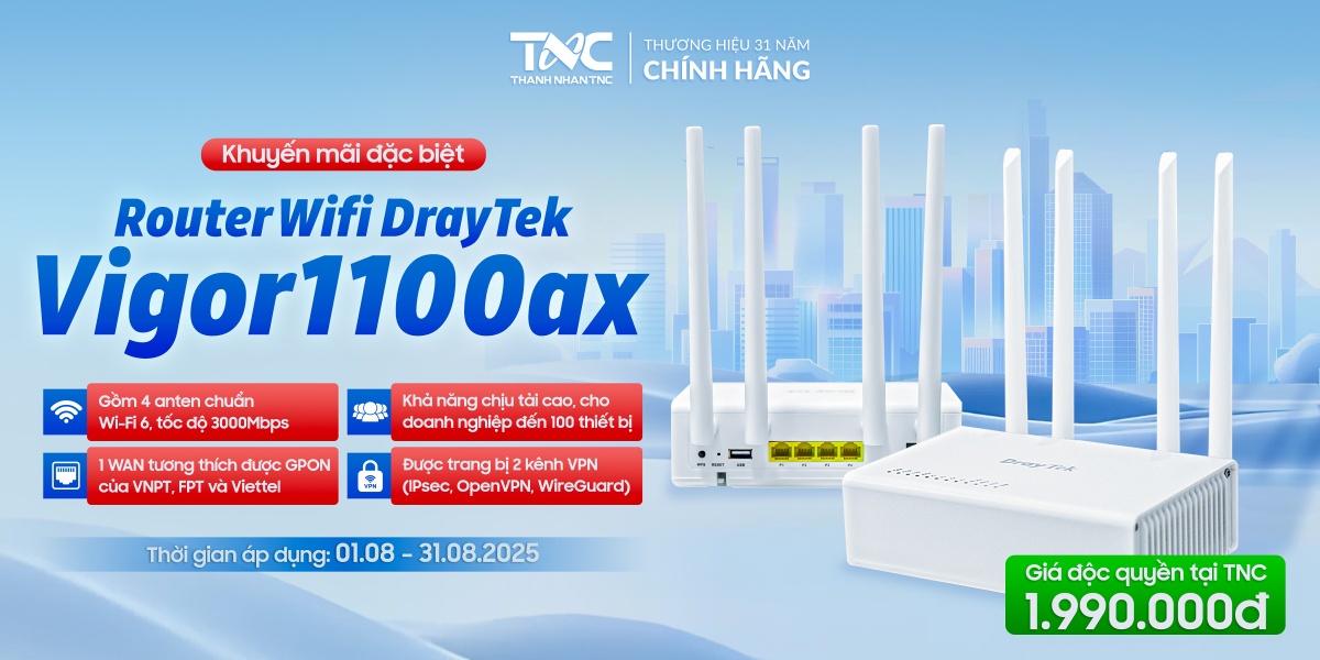 KHUYẾN MÃI ĐẶC BIỆT: ROUTER WIFI DRAYTEK VIGOR1100AX