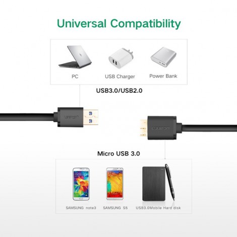 Cáp USB 3.0 sang Micro USB dài 0.5m cho ổ cứng di động Ugreen 10840