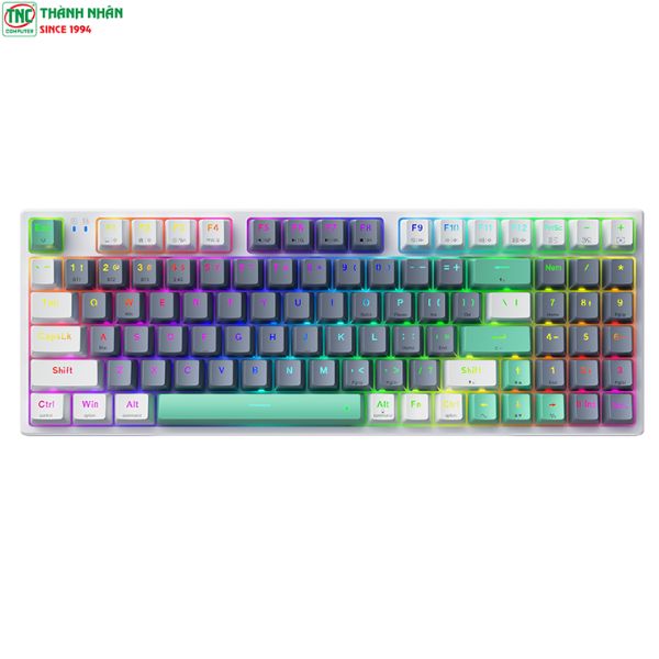 Bàn phím Gaming cơ không dây Machenike K500 Pro-B94W Tri-Mode RGB Trắng xám Silver Switch