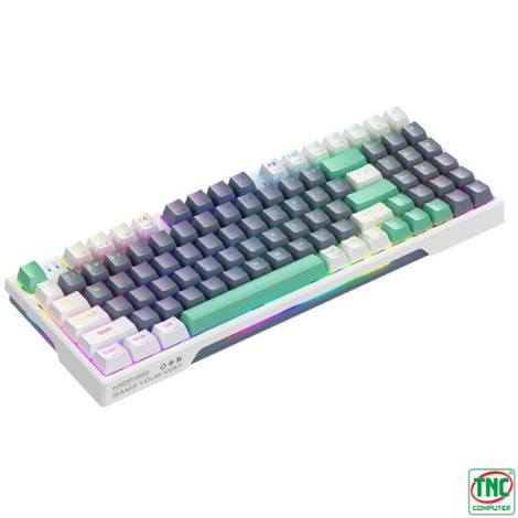 Bàn phím Gaming cơ không dây Machenike K500 Pro-B94W Tri-Mode RGB Trắng xám Silver Switch