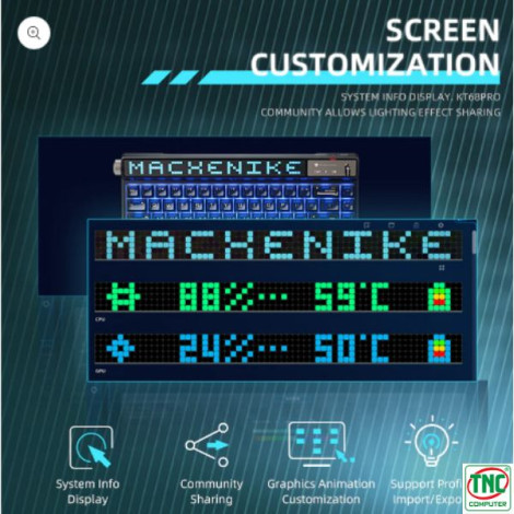 Bàn phím cơ Gaming không dây Machenike KT68 Pro Mechanical Black Gateron Brown Switch