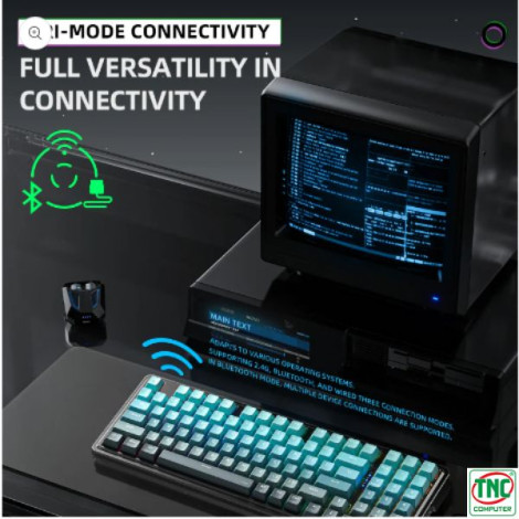 Bàn phím cơ Gaming không dây Machenike K500F-B94W Tri-Mode RGB màu Đen Xám G.Rule Crystal Switch