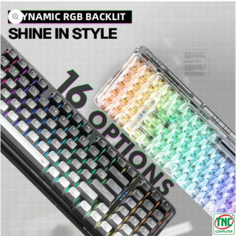 Bàn phím cơ Gaming không dây Machenike K500F-B94W Tri-Mode RGB màu Đen Xám G.Rule Jade Switch