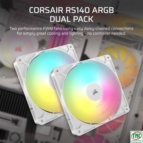 Bộ 2 Fan Case Corsair RS140 ARGB 140mm White CO-9050187-WW