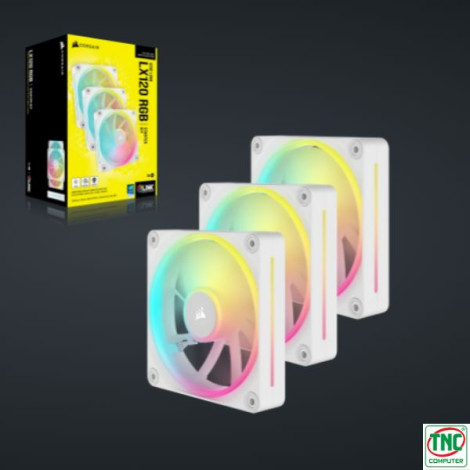 Bộ 3 Fan Case Corsair iCUE LINK LX120 RGB 120mm PWM Fans Starter Kit White CO-9051030-WW