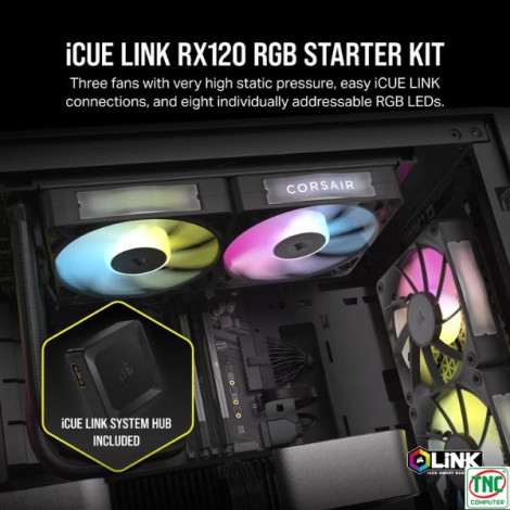 Bộ 3 Fan Case Corsair iCUE LINK RX120 RGB 120mm PWM Black CO-9051018-WW