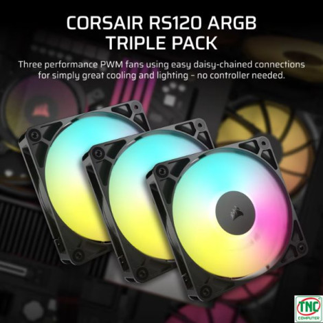 Bộ 3 Fan Case Corsair RS120 ARGB 120mm Black CO-9050181-WW