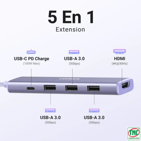 Bộ chuyển đổi đa năng USB Type-C to HDMI + 3 x USB 3.0 + USB-C PD 100W Ugreen 35582