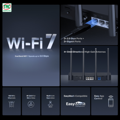 Bộ phát Wifi Mercusys MR27BE (3568 Mbps/ Wifi 7/ 2.4/5 GHz)