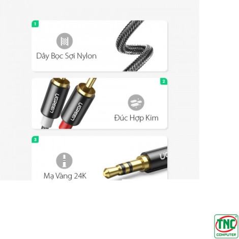 Cáp âm thanh 3,5mm ra 2 đầu RCA dài 2m Ugreen 60241