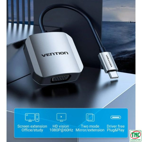 Cáp chuyển đổi USB-C to VGA Vention dài 15cm TDF-HB