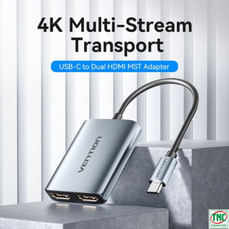 Cáp chuyển đổi USB-C to 2 cổng HDMI dài 15cm Vention ACZ-HB