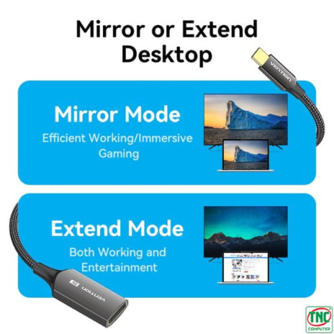 Cáp chuyển đổi USB-C to Displayport 8K dài 0.25m Vention CRG-BC