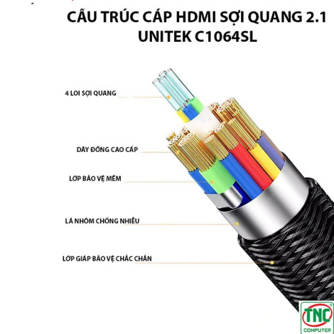 Cáp HDMI 2.1 sợi quang hỗ trợ 8K@60Hz dài 15m Unitek C1064SL