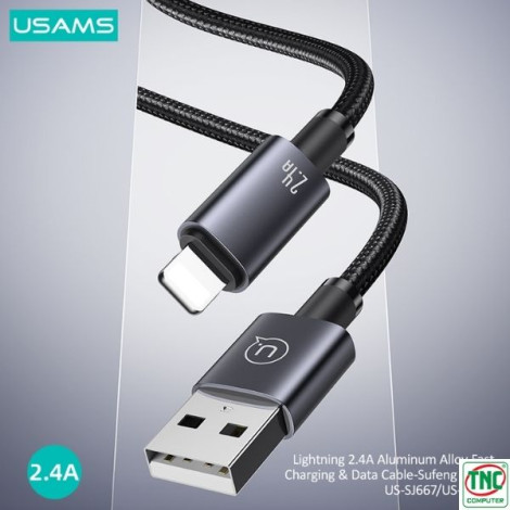 Cáp sạc nhanh USAMS USB to Lightning 2.4A dài 1.2m SJ667USB01