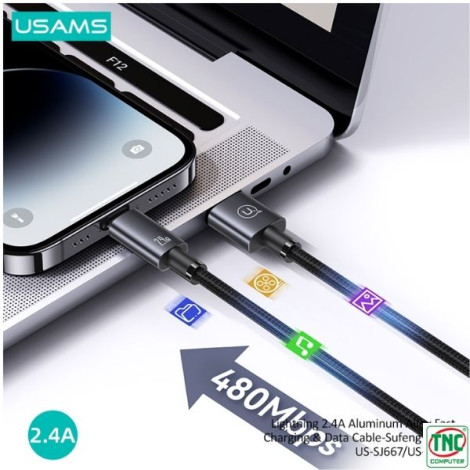 Cáp sạc nhanh USAMS USB to Lightning 2.4A dài 1.2m SJ667USB01