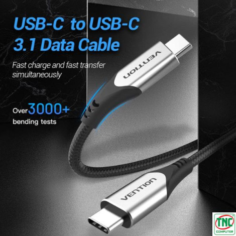 Cáp sạc nhanh Vention Cotton Braided USB-C to USB-C 3.1 dài 1m TAA-HF