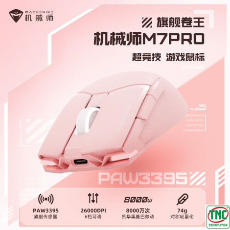 Chuột Gaming không dây Machenike M7 Pro Dual-Mode màu Hồng