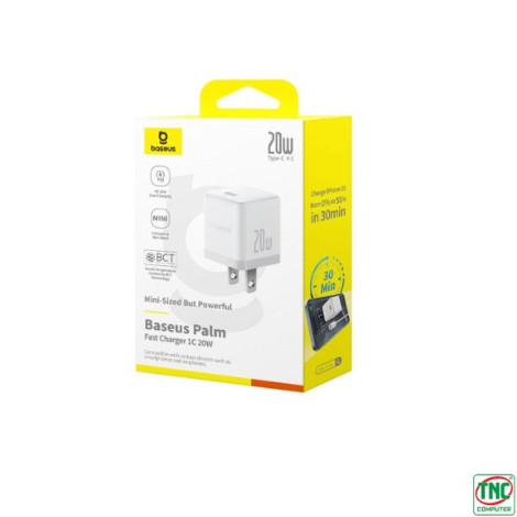 Cốc sạc Baseus Palm Fast Charger 1C 20W US Moon White P10111603213-00