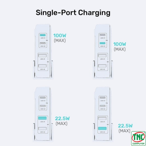 Cốc sạc đa năng 100W Unitek P1229ABK01-US màu Đen