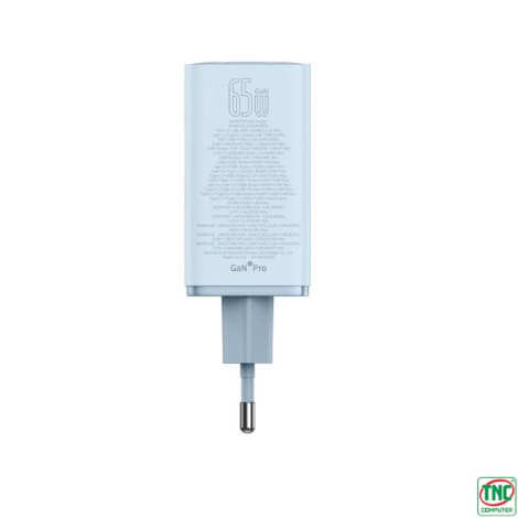 Cốc sạc nhanh đa năng OS-Baseus GaN6 Pro 65W EU Galaxy Blue P10162701313-00 (kèm cáp sạc Type-C to Type-C 100W dài 1m)