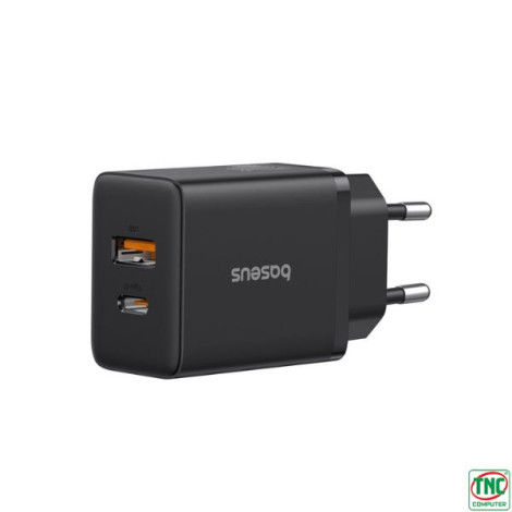 Cốc sạc nhanh OS-Baseus Cube Fast Charger C+U 20W EU Black P10111403113-00