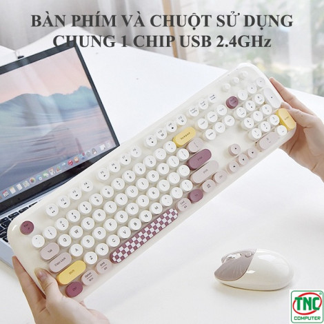 Combo Bàn phím + Chuột không dây GEEZER ZERO màu Beige