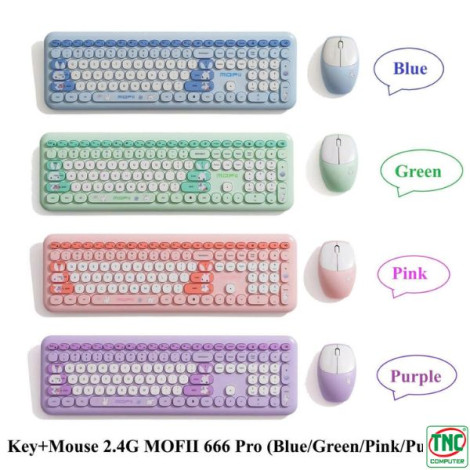 Combo Bàn phím + Chuột không dây Mofii 666 Pro màu Tím