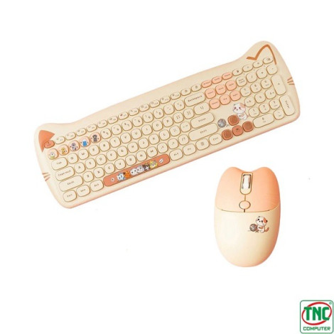 Combo Bàn phím và Chuột không dây GEEZER Cat Plus DM màu Beige (tặng kèm Miếng lót chuột)