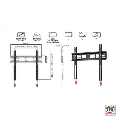 Giá Treo Tivi Ergotek E92 (32 inch - 60 inch)