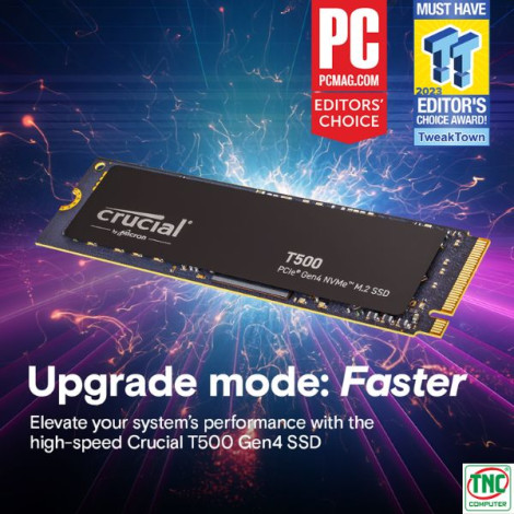 Ổ cứng SSD gắn trong Crucial T500 500GB NVMe PCIe Gen4 x4 CT500T500SSD8 Non-Heatsink