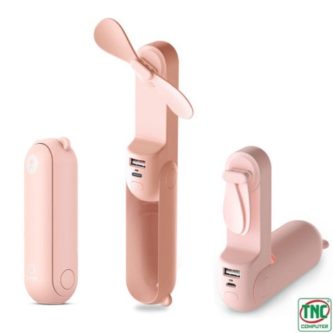 Quạt cầm tay mini 3in1 Jisulife F8 2000mAh (Pink)