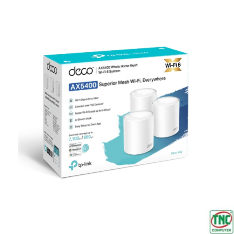 Router Wifi Mesh TP-Link Deco X60 (3-pack) - (5400 Mbps/ Wifi 6/ 2.4/5 GHz)