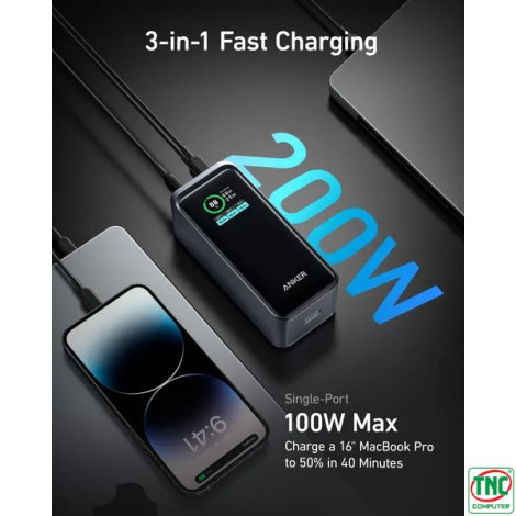 Sạc dự phòng Anker Prime 2C1A 200W 20000mAh Black (A1336011)