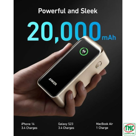 Sạc dự phòng Anker Prime 2C1A 200W 20000mAh Gold (A13360B1)