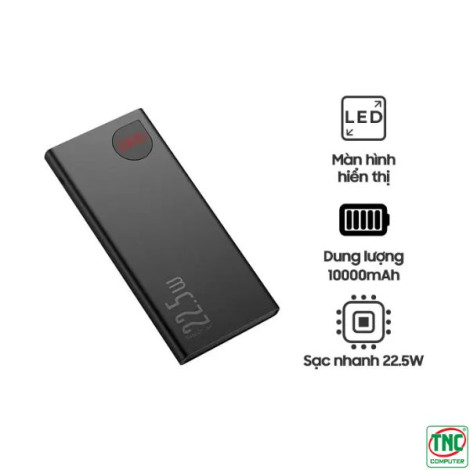 Sạc dự phòng Baseus Adaman Metal 10000mAh 22.5W Black (PPAD070001)