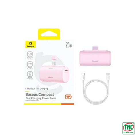 Sạc Dự Phòng Baseus Compact Type-C 5000mAh 20W Pink (P10068306413-00)