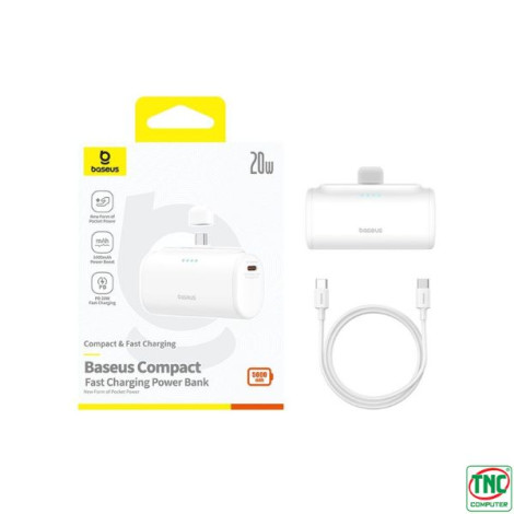 Sạc Dự Phòng Baseus Compact Type-C 5000mAh 20W White (P10068306213-00)